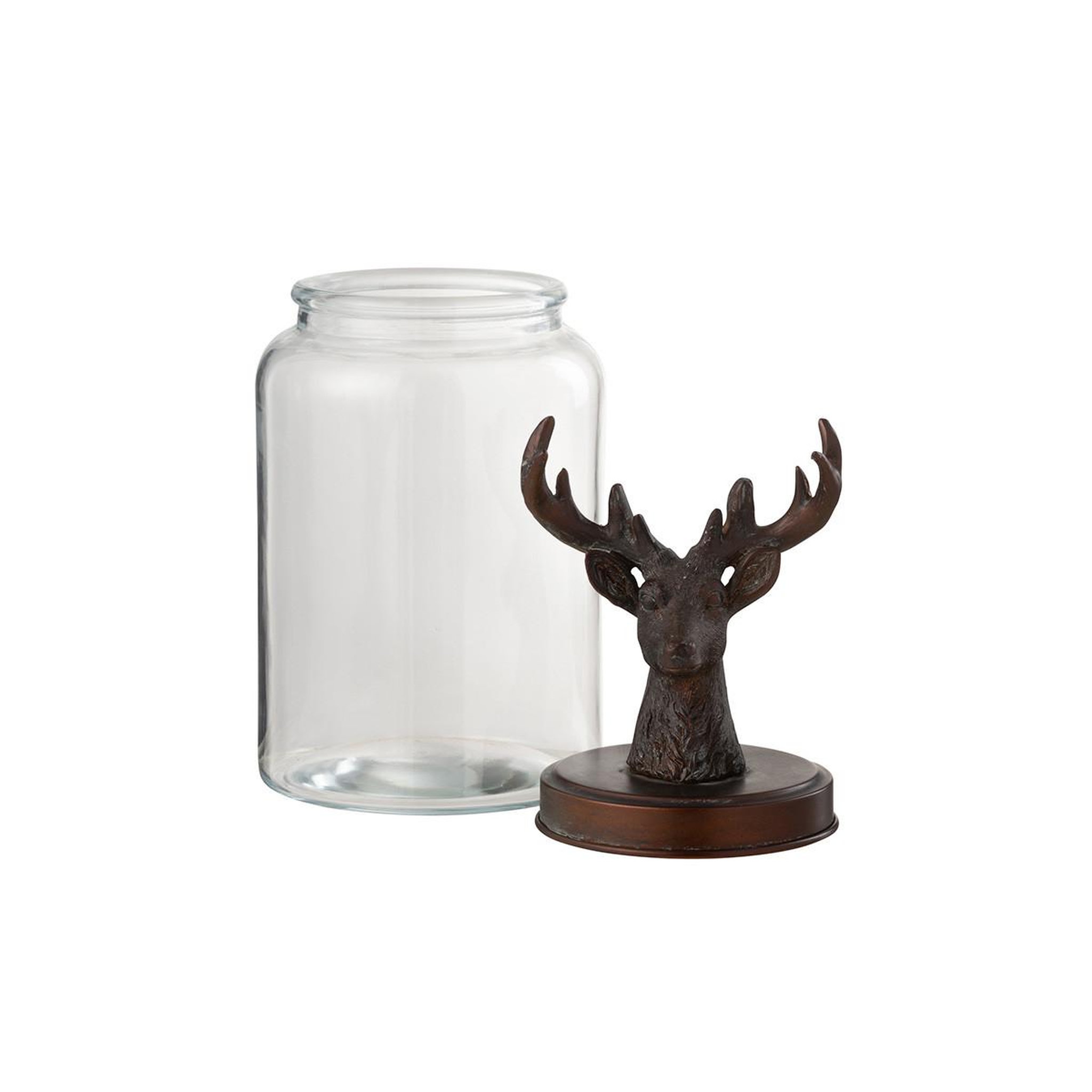 Voir la diapositive 2 : J-LINE Bocal en verre  cerf  39cm transparent