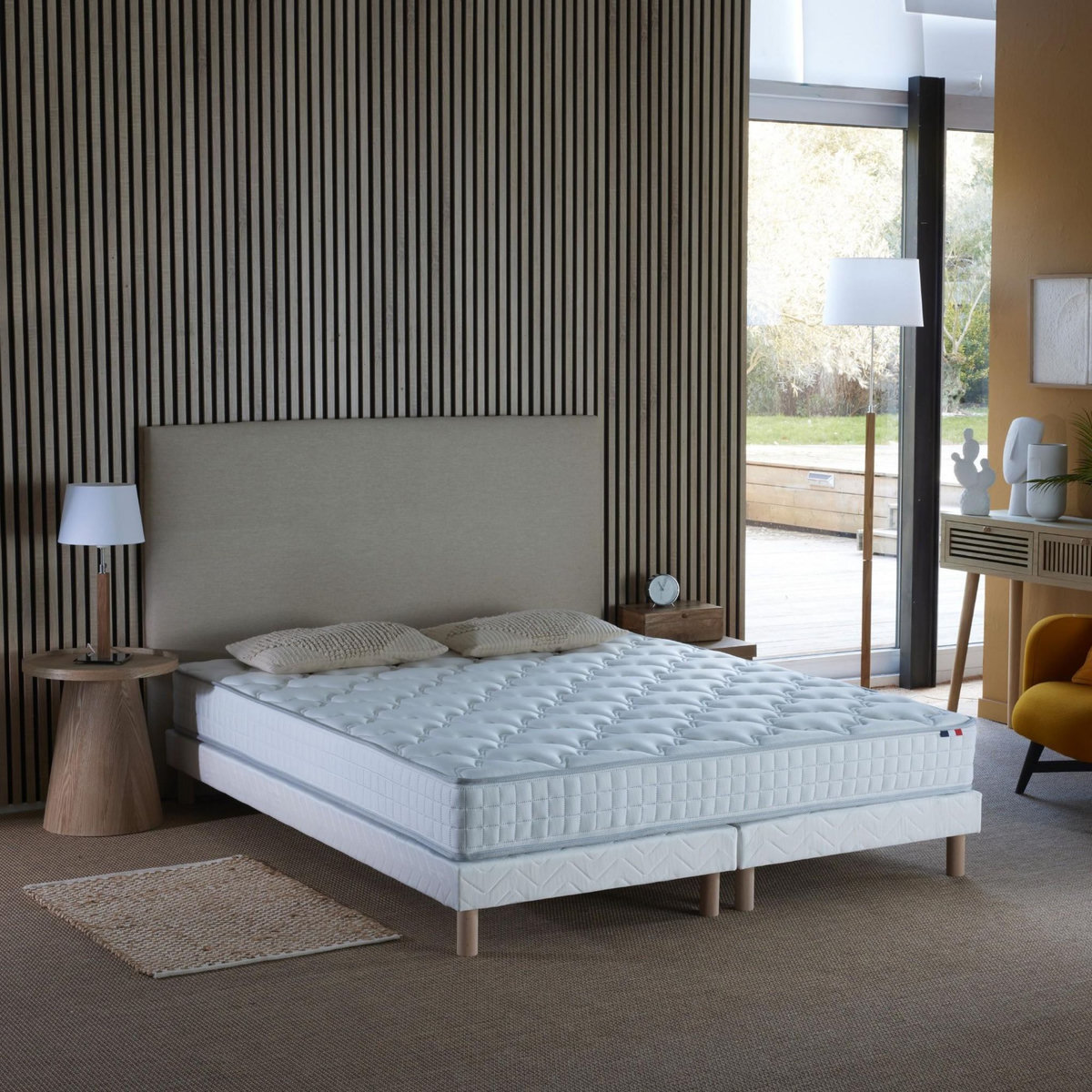 IDLITERIE Ensemble matelas à ressorts 5 zones ÉTOILE avec sommier - confort français