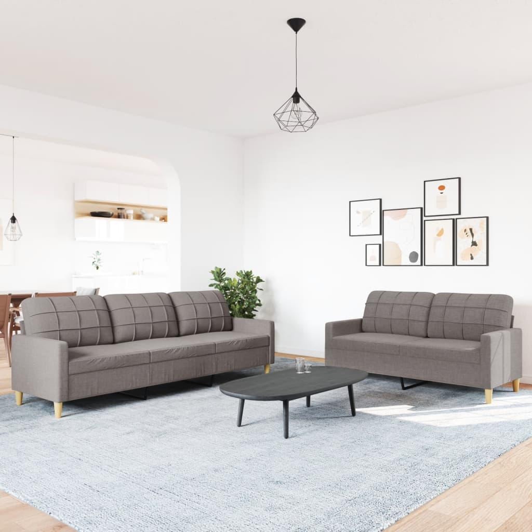 Voir la diapositive 3 : VIDAXL Ensemble de canapes 2 pcs taupe tissu