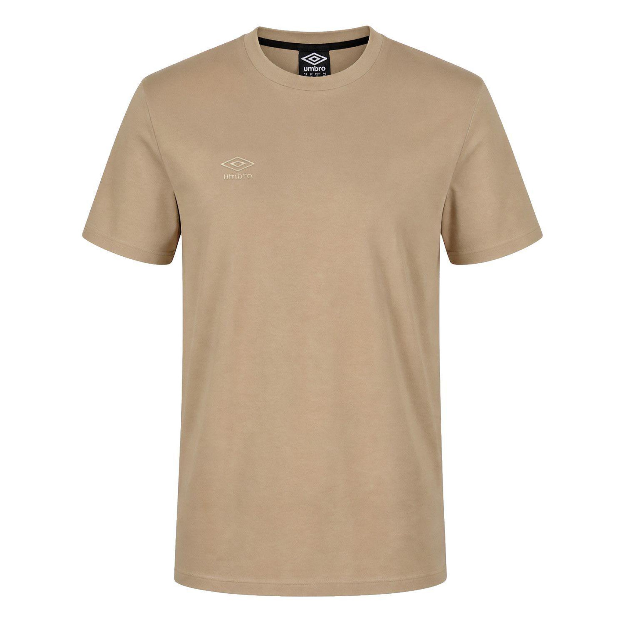 UMBRO T-shirt homme uni col rond regular en coton avec logo brodé 618290. Coloris disponibles : Beige