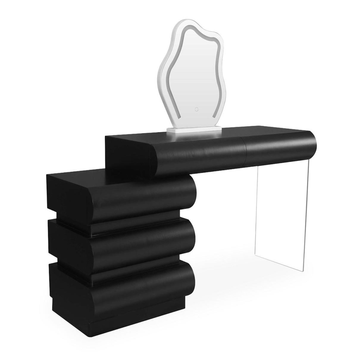 Paris Prix Coiffeuse Extensible 5 Tiroirs  Sherazade  101-140cm Noir