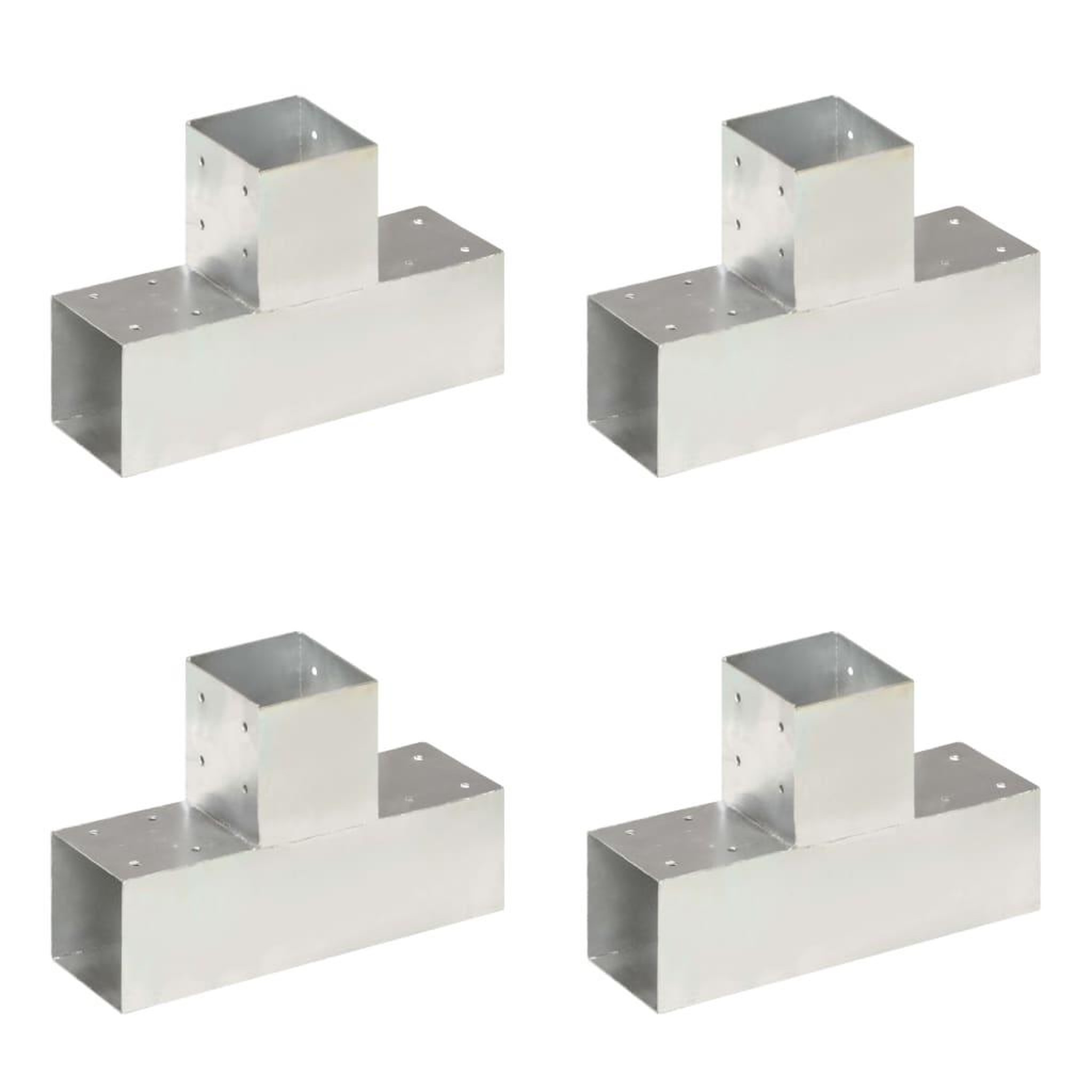 Voir la diapositive 1 : VIDAXL Connecteurs de poteau 4 pcs Forme en T Metal galvanise 91x91 mm