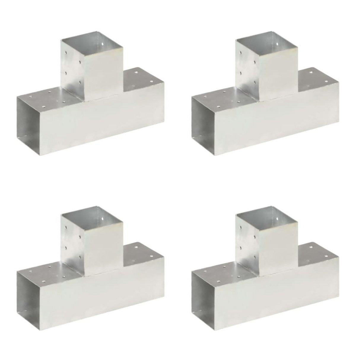 VIDAXL Connecteurs de poteau 4 pcs Forme en T Metal galvanise 91x91 mm