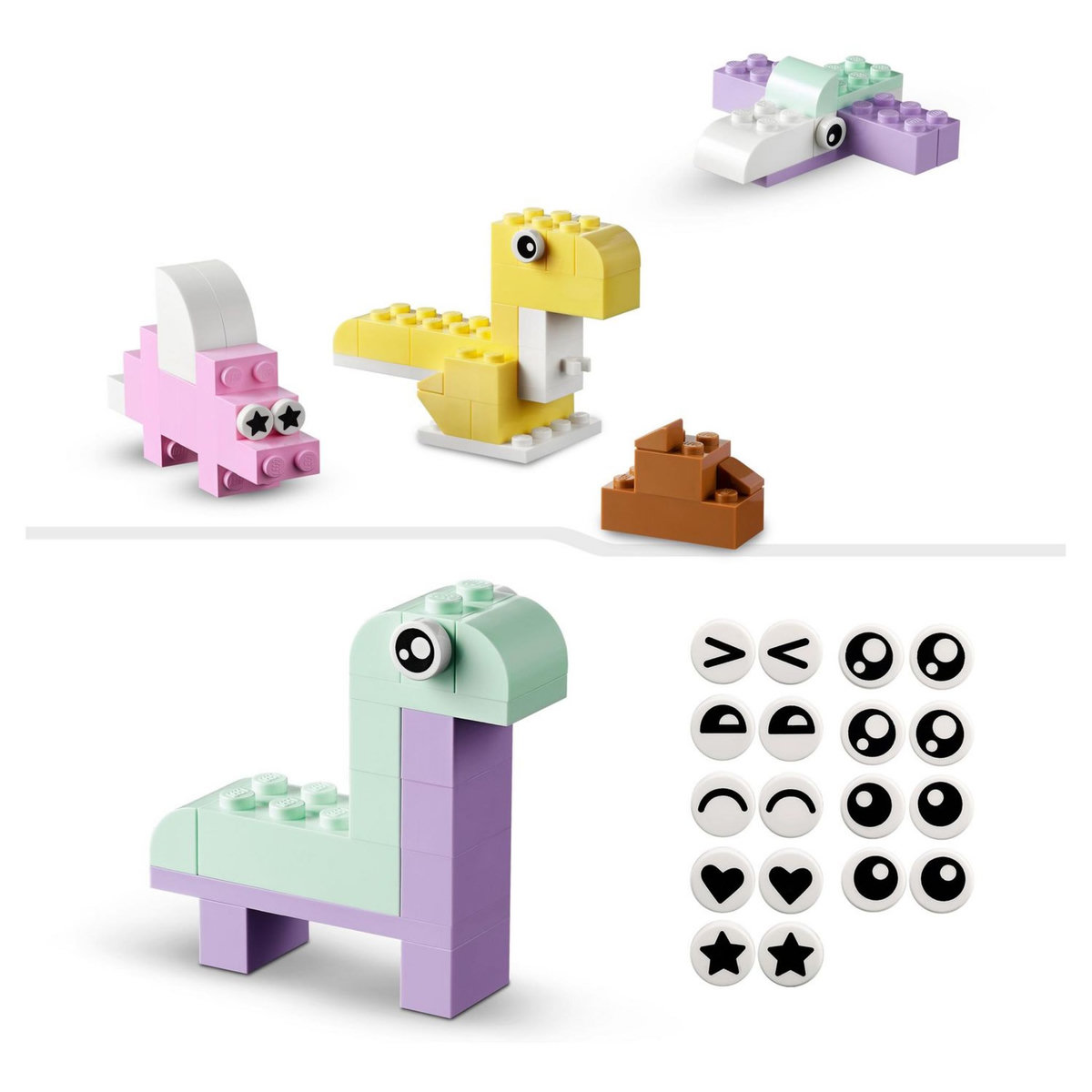LEGO Classic 11028 - L&rsquo;amusement créatif pastel,  Jouets Briques pour Filles et Garçons Dès 5 Ans : Crème Glacée, Dinosaure, Chat et Plus