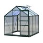 Voir la diapositive 4 : OUTSUNNY Serre de jardin aluminium polycarbonate 3,65 m² dim. 1,9L x 1,92l x 2,01H m lucarne, porte coulissante + fondation incluse alu. vert polycarbonate transparent