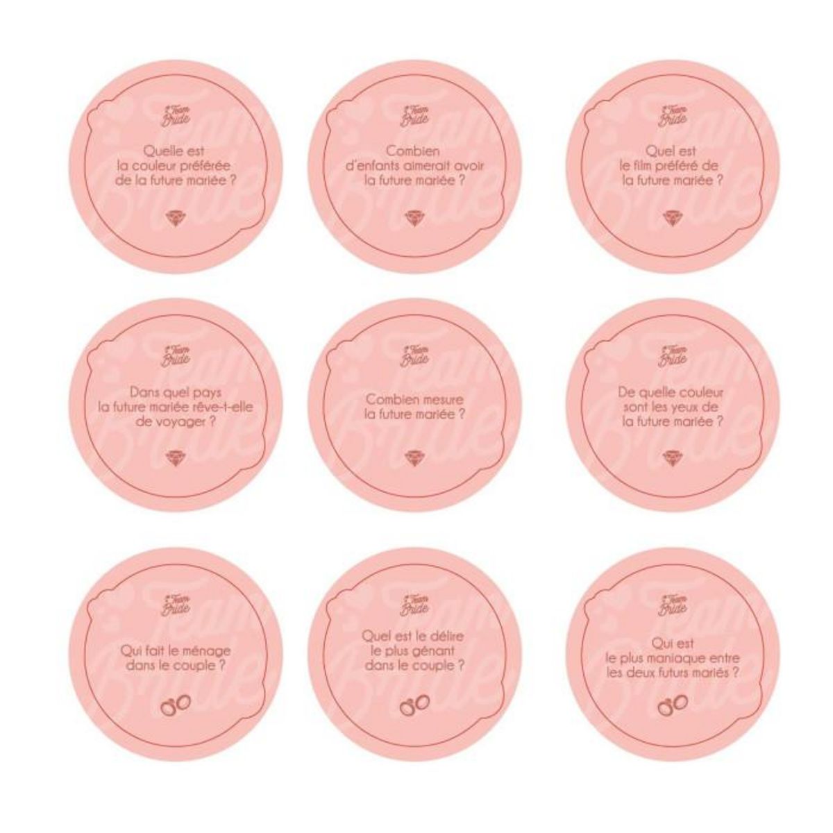 Paris Prix Jeu de 30 Questions  EVJF  8cm Rose