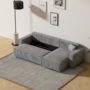 Voir la diapositive 5 : CONCEPT USINE Canapé convertible d'angle en velours côtelé gris clair COSY