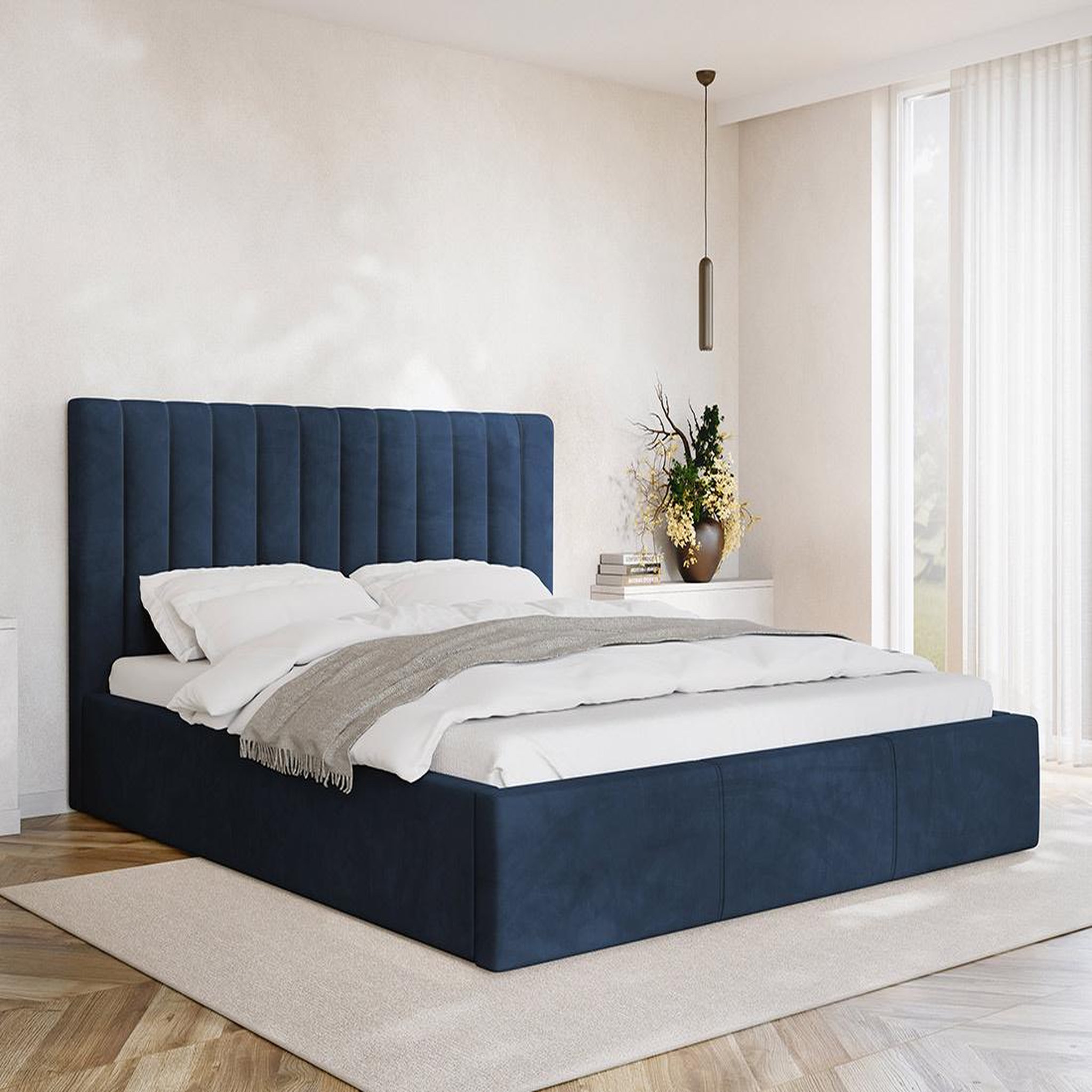 Voir la diapositive 4 : BEST MOBILIER Rosario - lit coffre - 160x200 - sommier inclus - en velours