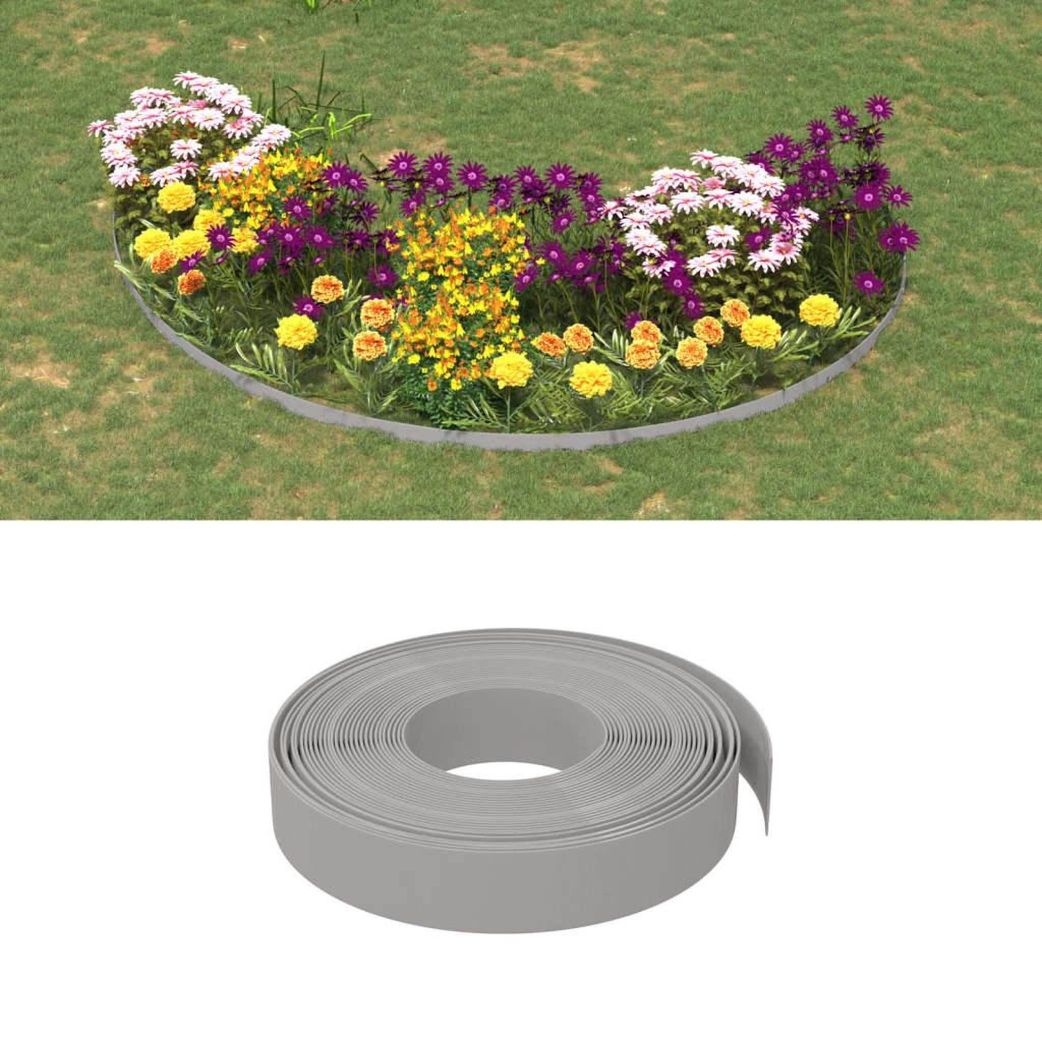 VIDAXL Bordures de jardin 5 pcs gris 10 m 10 cm polyethylene