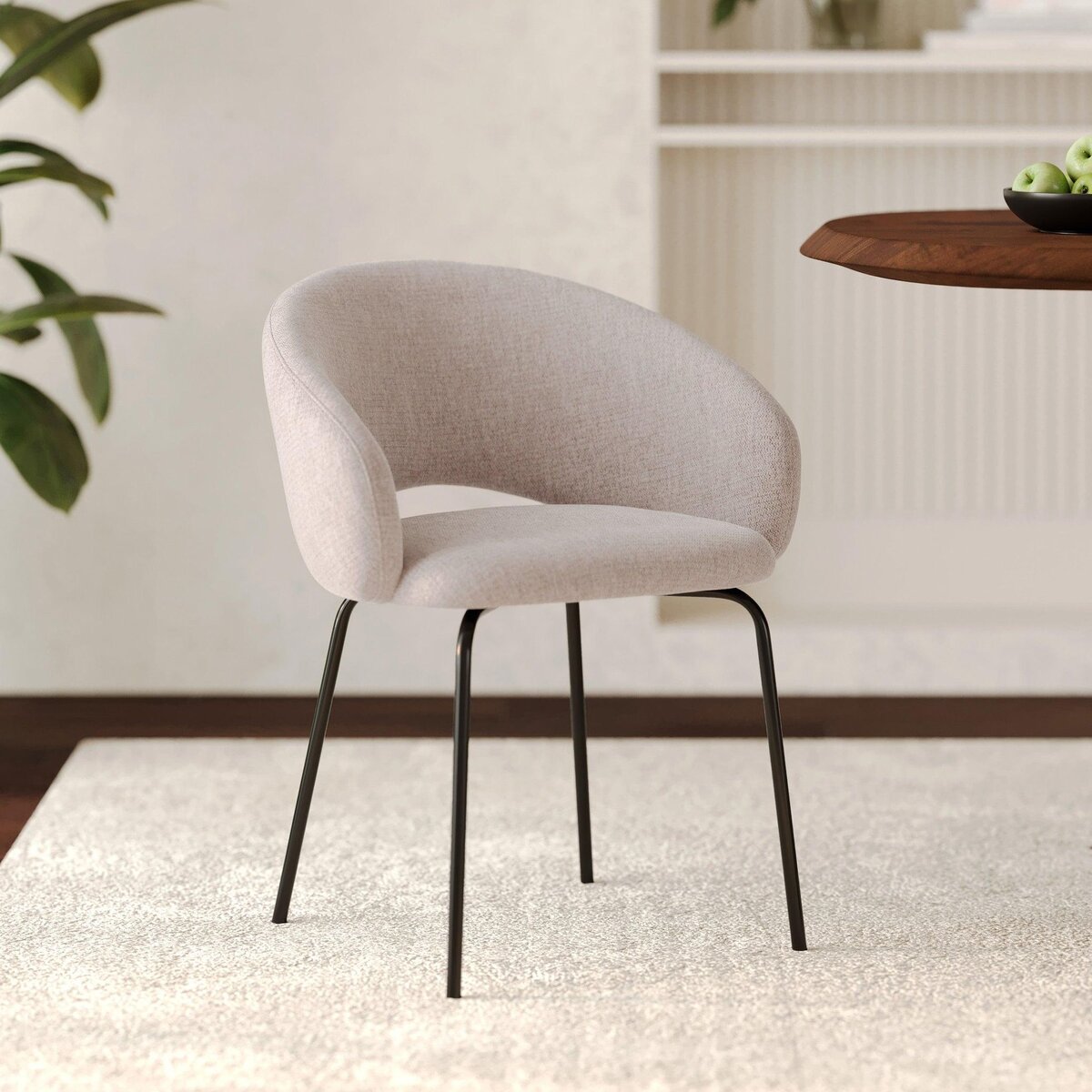 Rendez vous déco Chaise en tissu beige chiné et pieds noirs - Milly