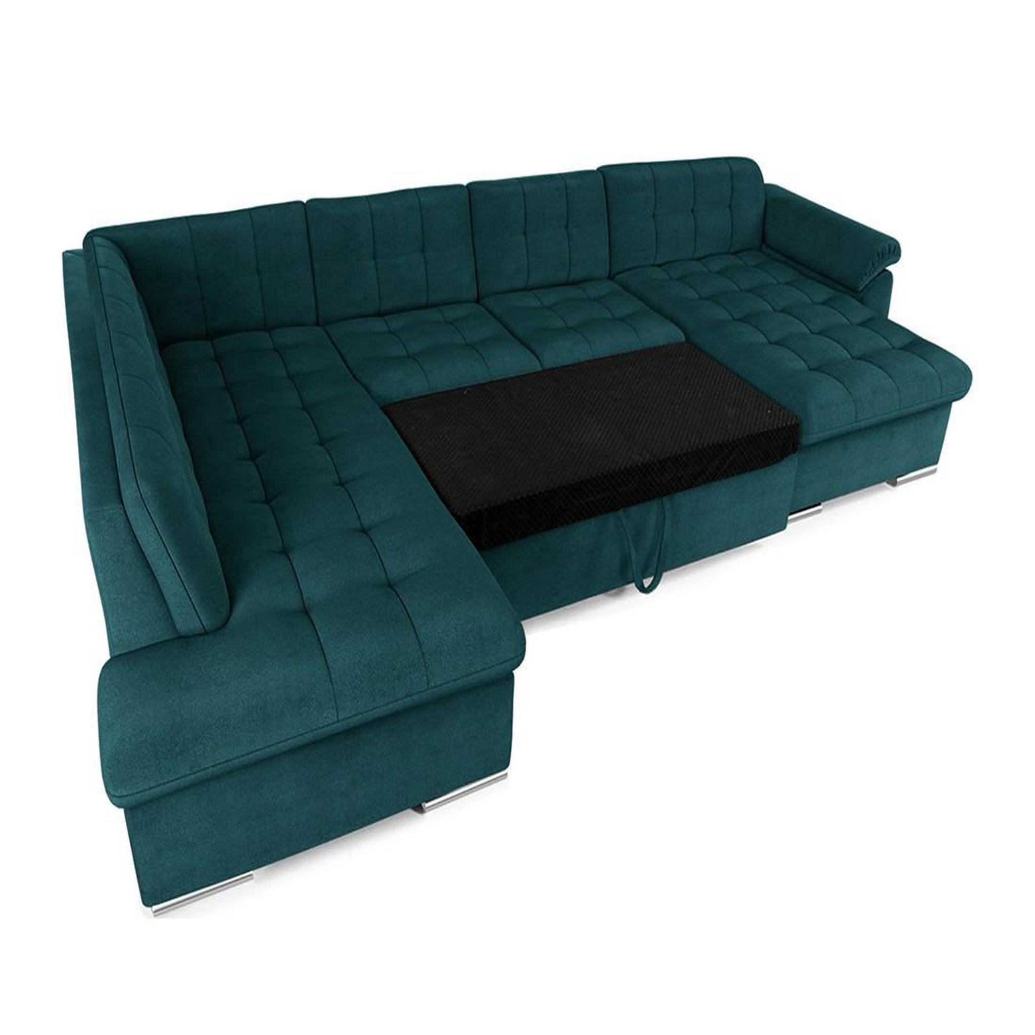 Voir la diapositive 2 : BEST MOBILIER Chuck - canapé panoramique xxl - convertible avec coffre - 7 places - gauche