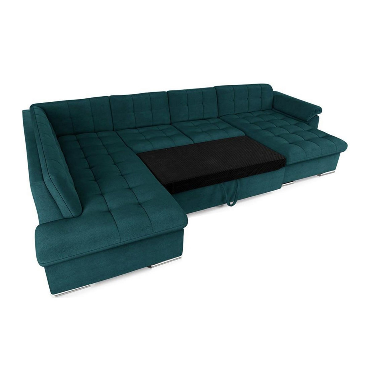 BEST MOBILIER Chuck - canapé panoramique xxl - convertible avec coffre - 7 places - gauche