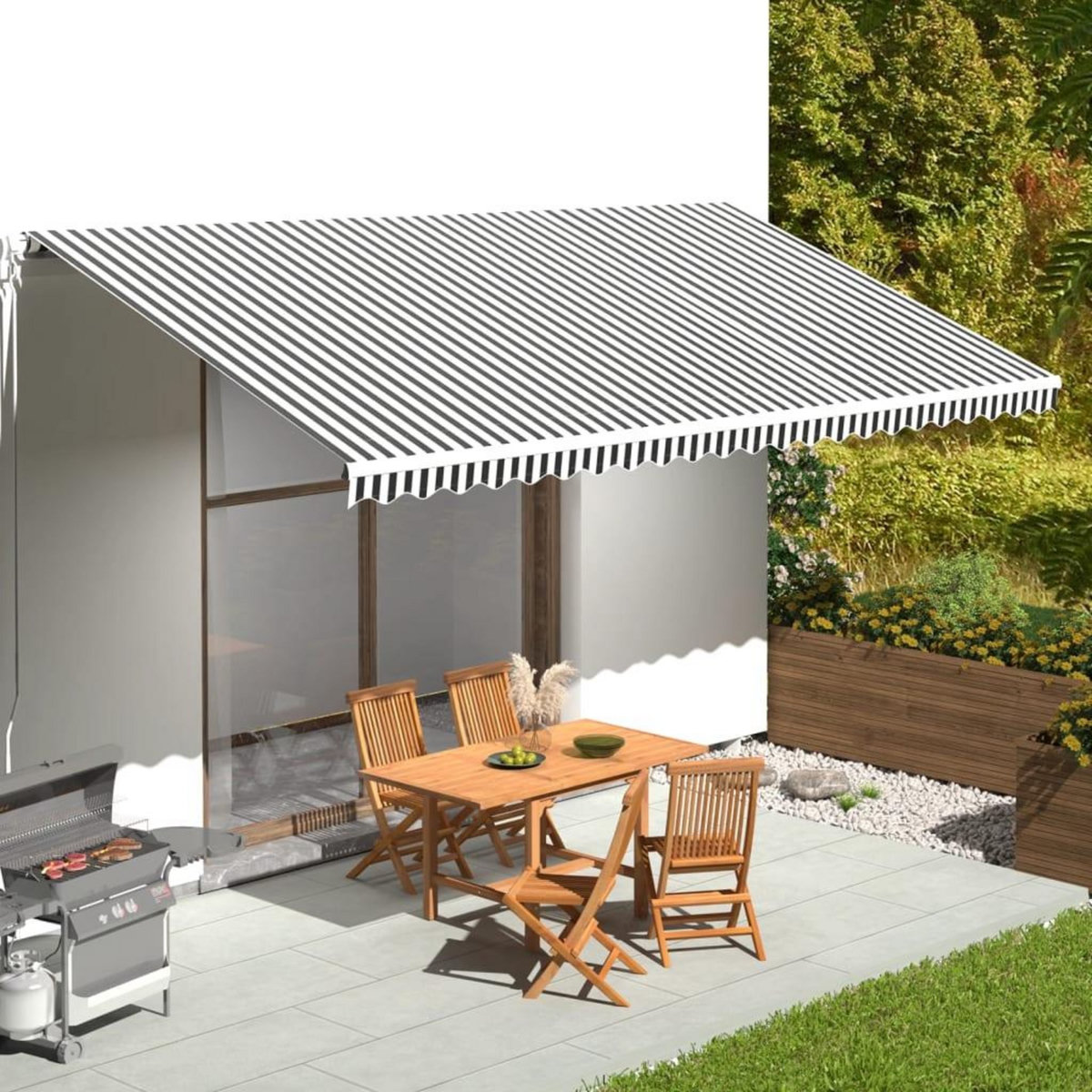 VIDAXL Tissu de remplacement pour auvent Anthracite et blanc 6x3 m