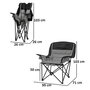 Voir la diapositive 3 : OUTSUNNY Chaise de camping pliante rembourrée - porte-gobelets, poches latérales rangement - sac transport inclus - gris noir