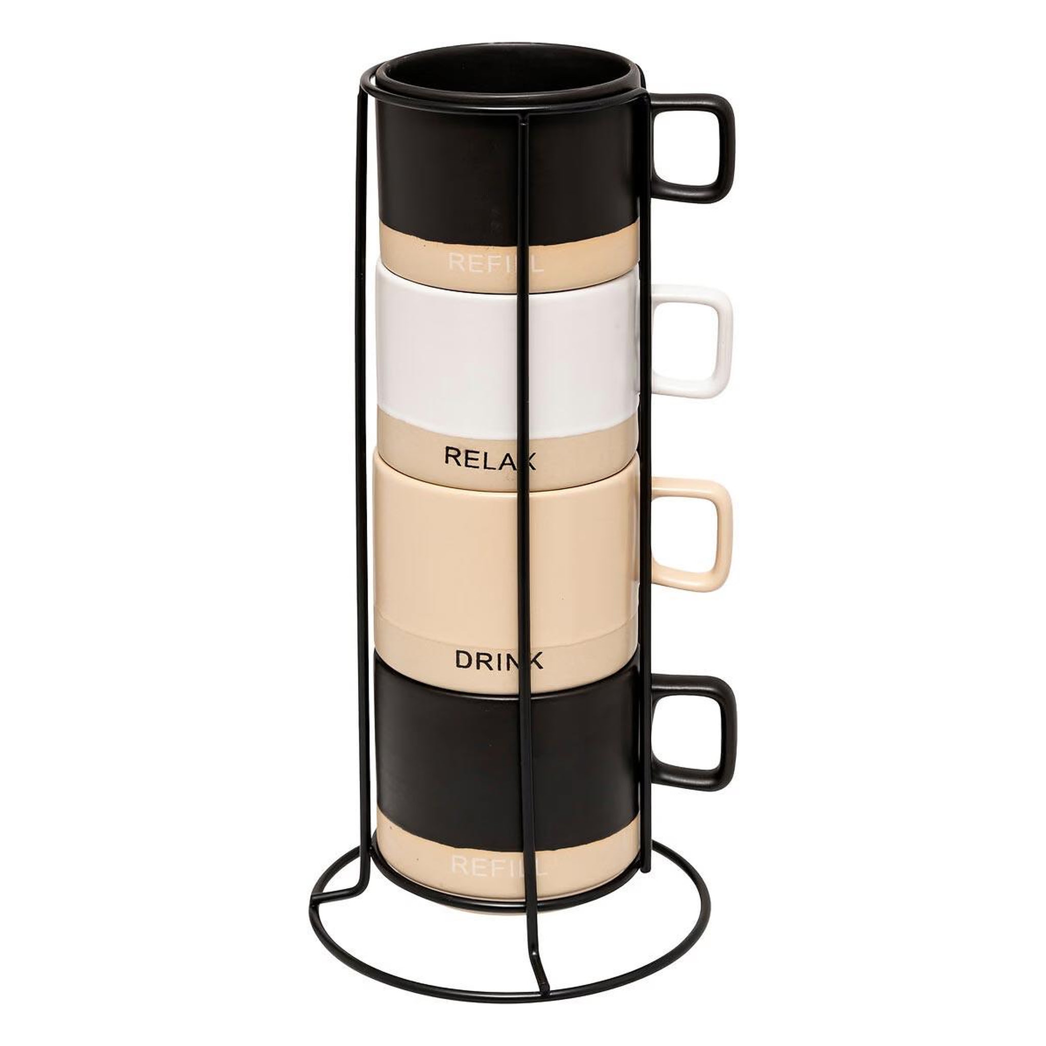 SECRET DE GOURMET Lot de 4 mugs sur rack  luca  24cl multicolore