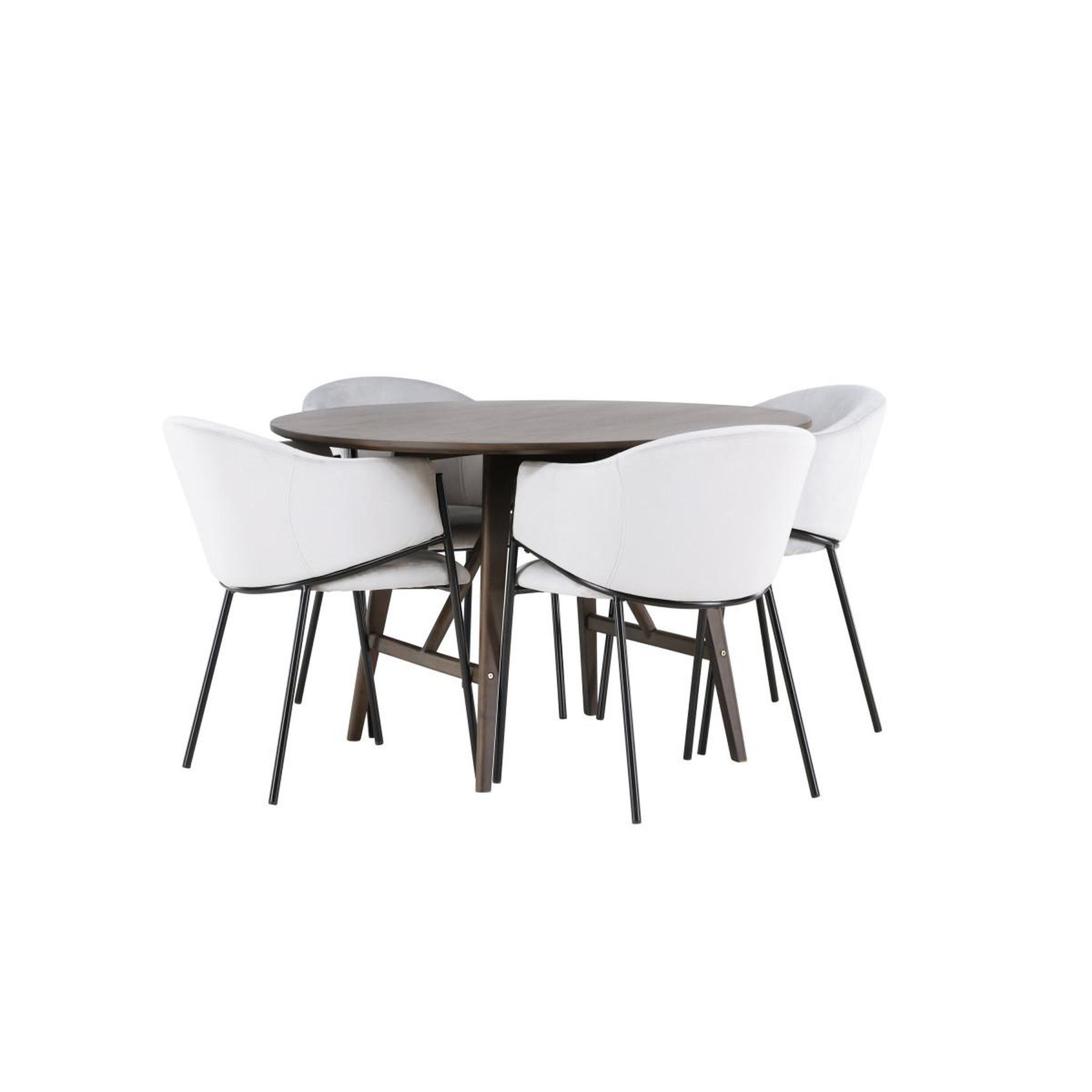 Voir la diapositive 3 : Paris Prix Ensemble table à manger & 4 chaises  kaseidon & evelina  100cm marron foncé & gris