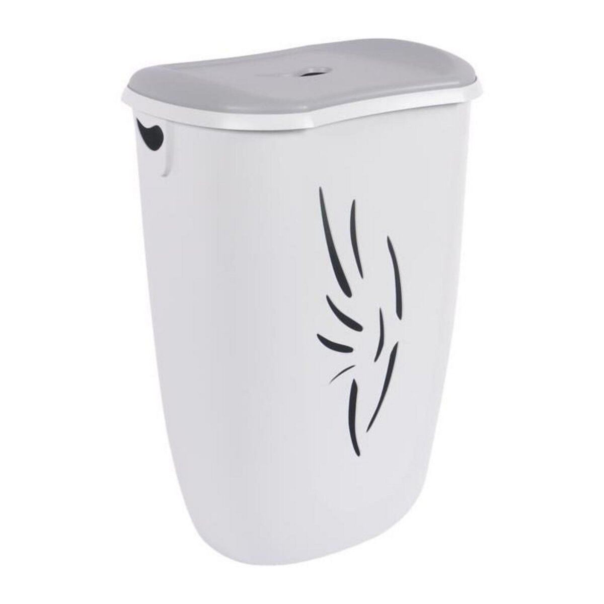 EDA PLASTIQUE Coffre a linge Flora 40 L - Gris béton et Blanc cérusé - 40 x 30 x 57 cm - EDA PLASTIQUE