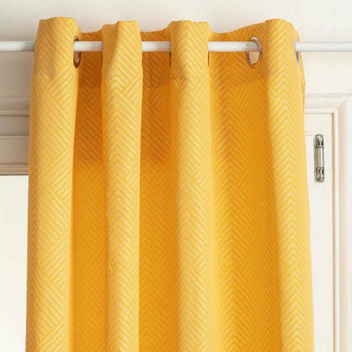 ATMOSPHERA Rideau à Œillets Jacquard  Geomy  140x260cm Ocre