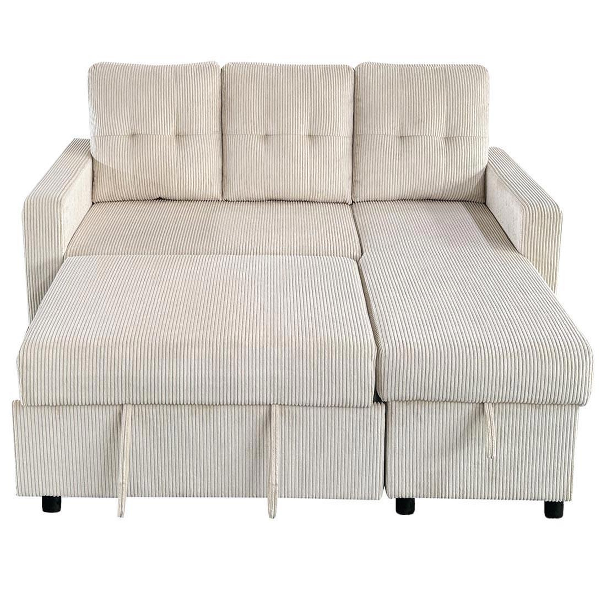Voir la diapositive 4 : BEST MOBILIER Tulipe - canapé d'angle réversible 4 places convertible avec coffre en velours côtelé