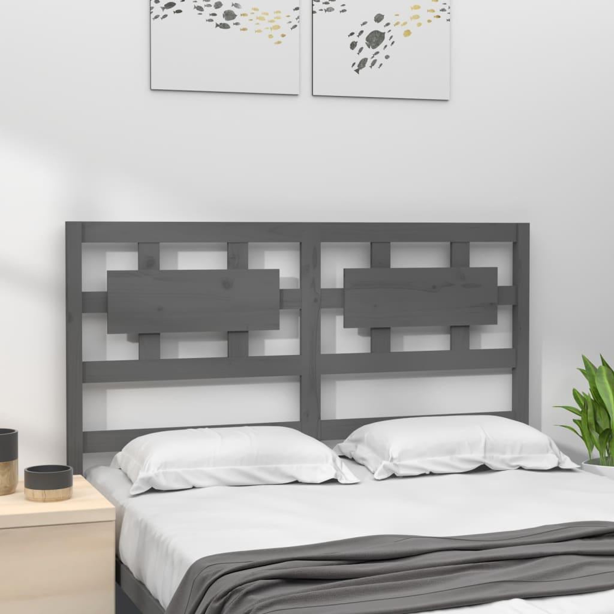 Voir la diapositive 3 : VIDAXL Tete de lit Gris 165,5x4x100 cm Bois massif de pin