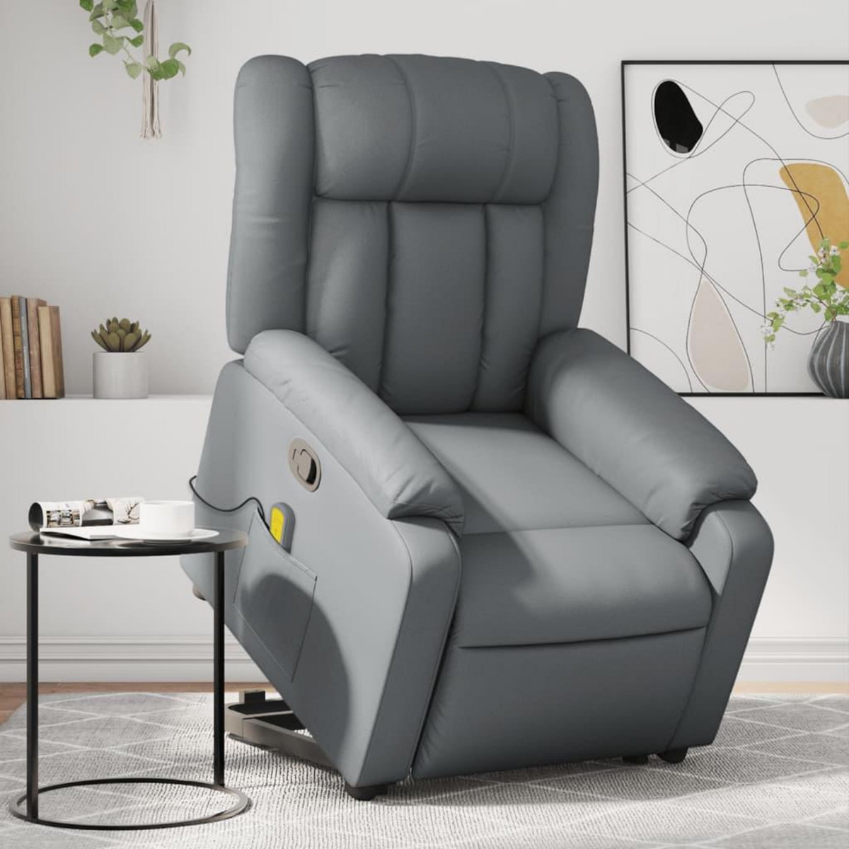 VIDAXL Fauteuil inclinable de massage Gris Similicuir