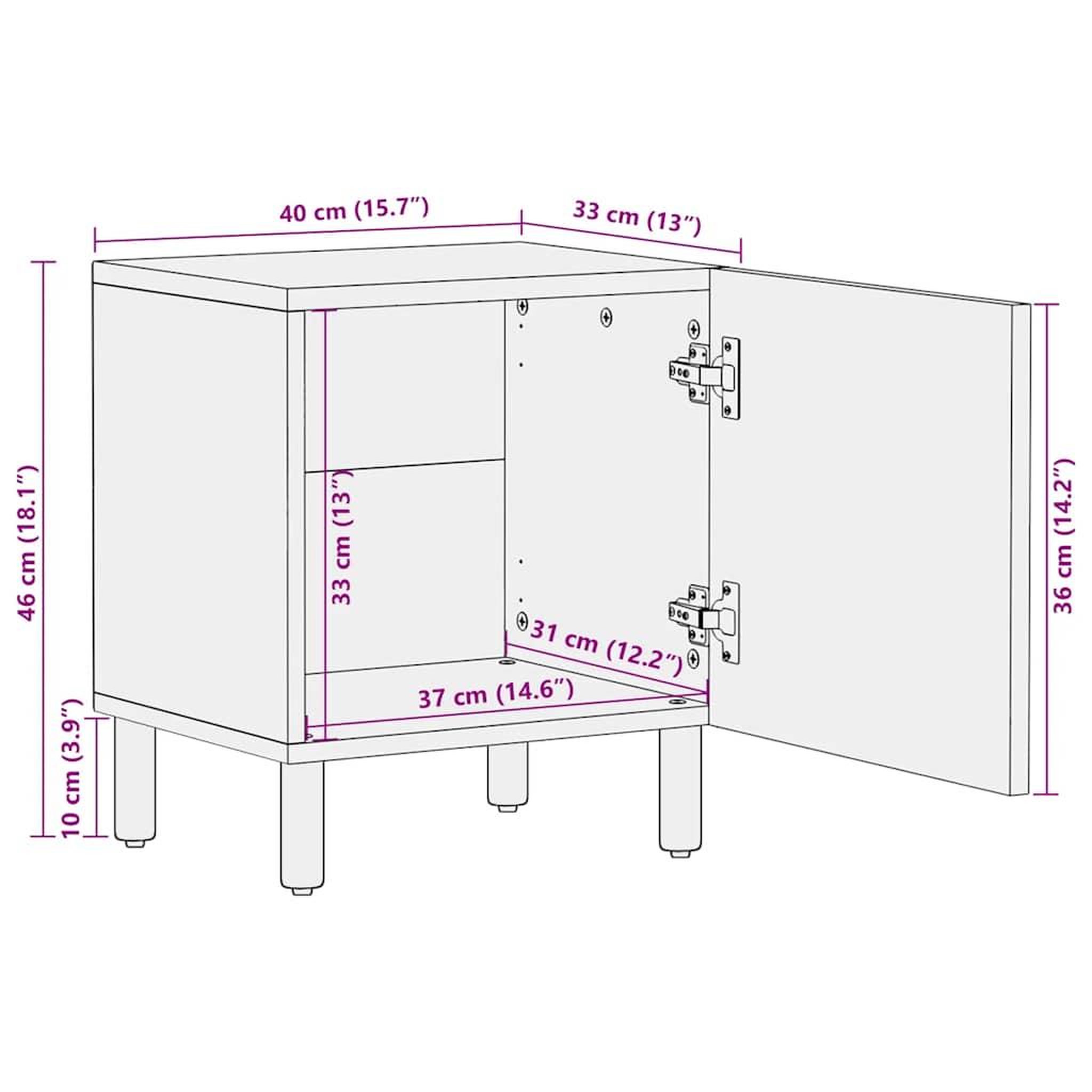 Voir la diapositive 6 : VIDAXL Table de chevet marron 40x33x46 cm bois de manguier solide
