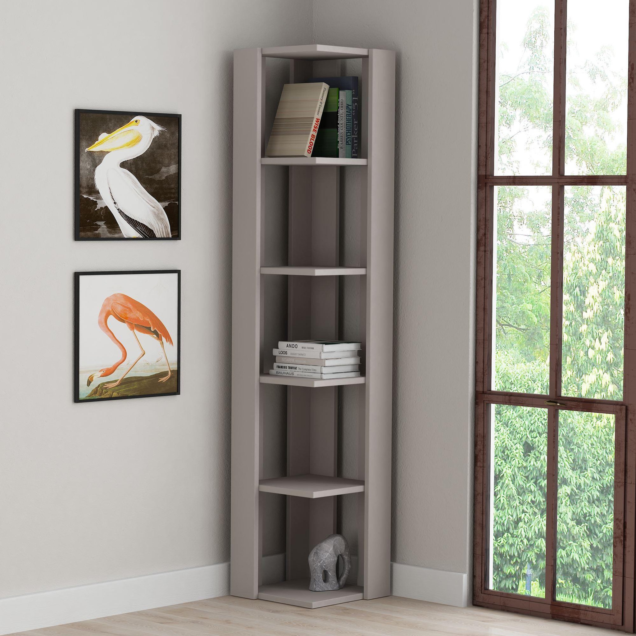 Voir la diapositive 2 : Habitat et Jardin Bibliothèque en bois  nati  - 32 x 32 x 161 cm - moka clair