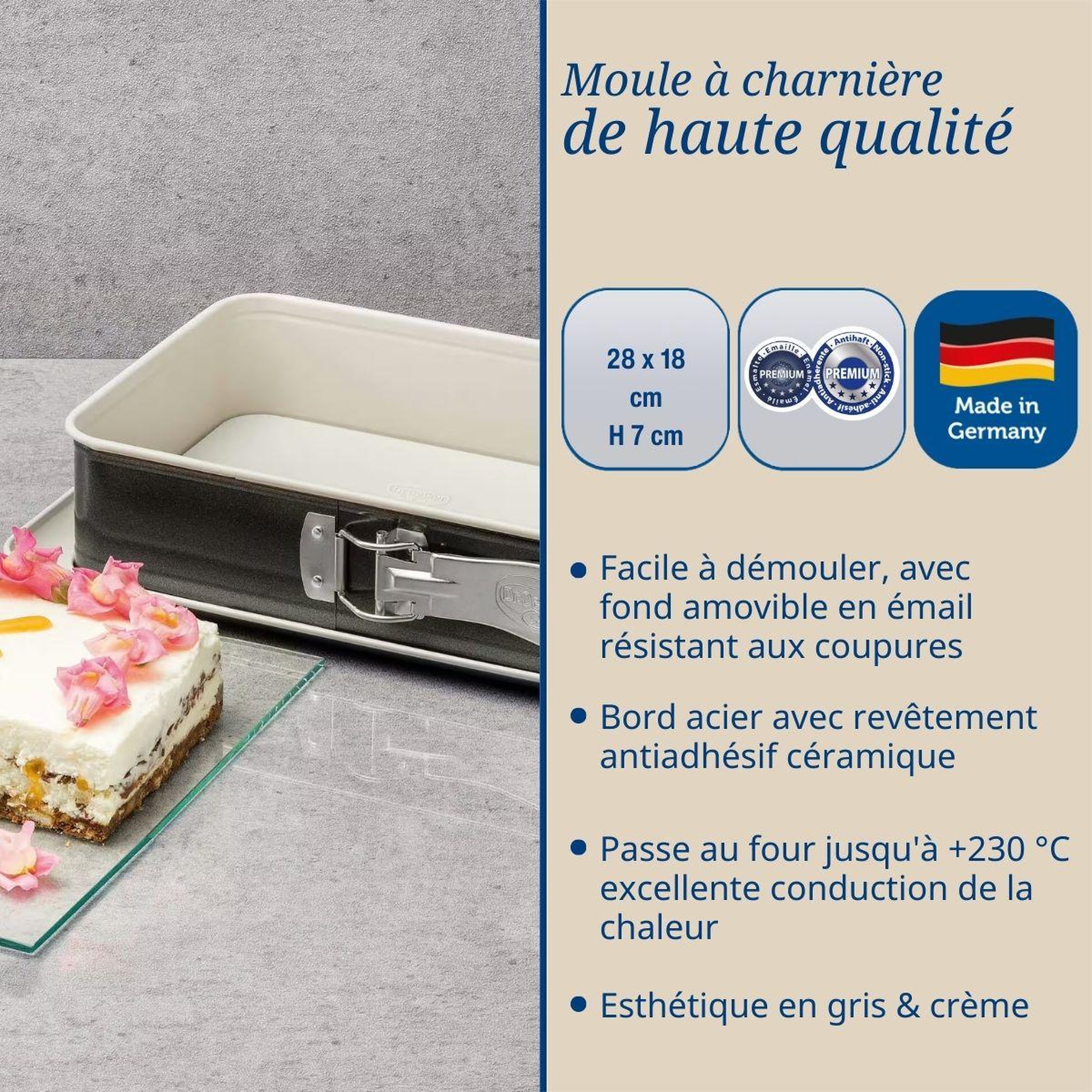 Voir la diapositive 2 : DR.OETKER Lot de 2 moules à gâteaux 28/18 cm en acier dr oetker back-trend