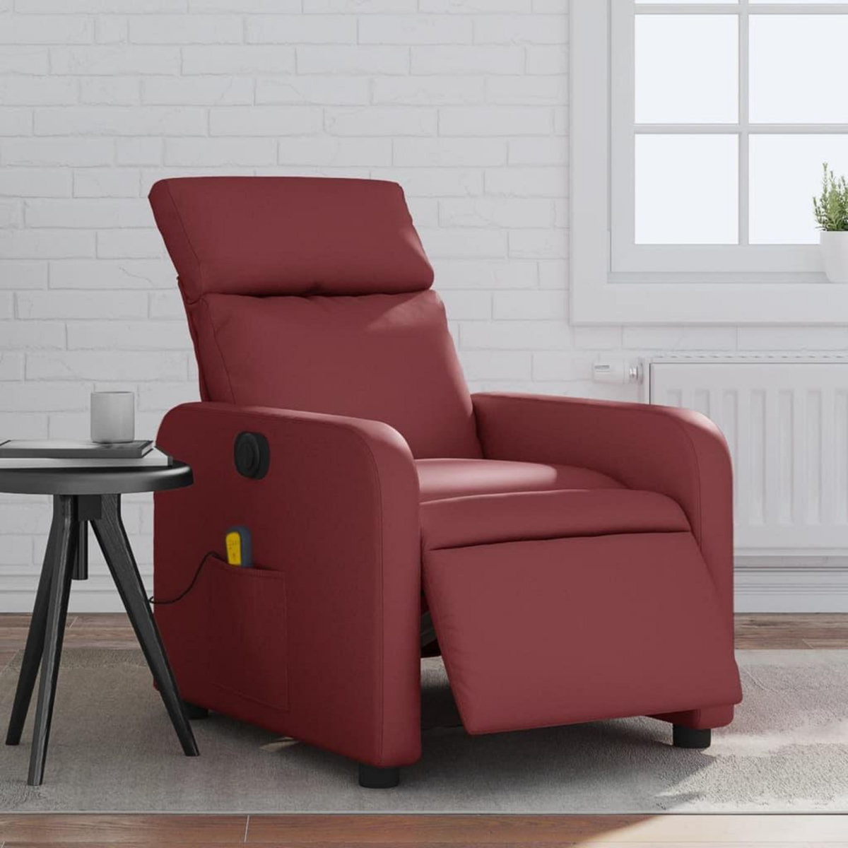VIDAXL Fauteuil de massage inclinable electrique rouge bordeaux