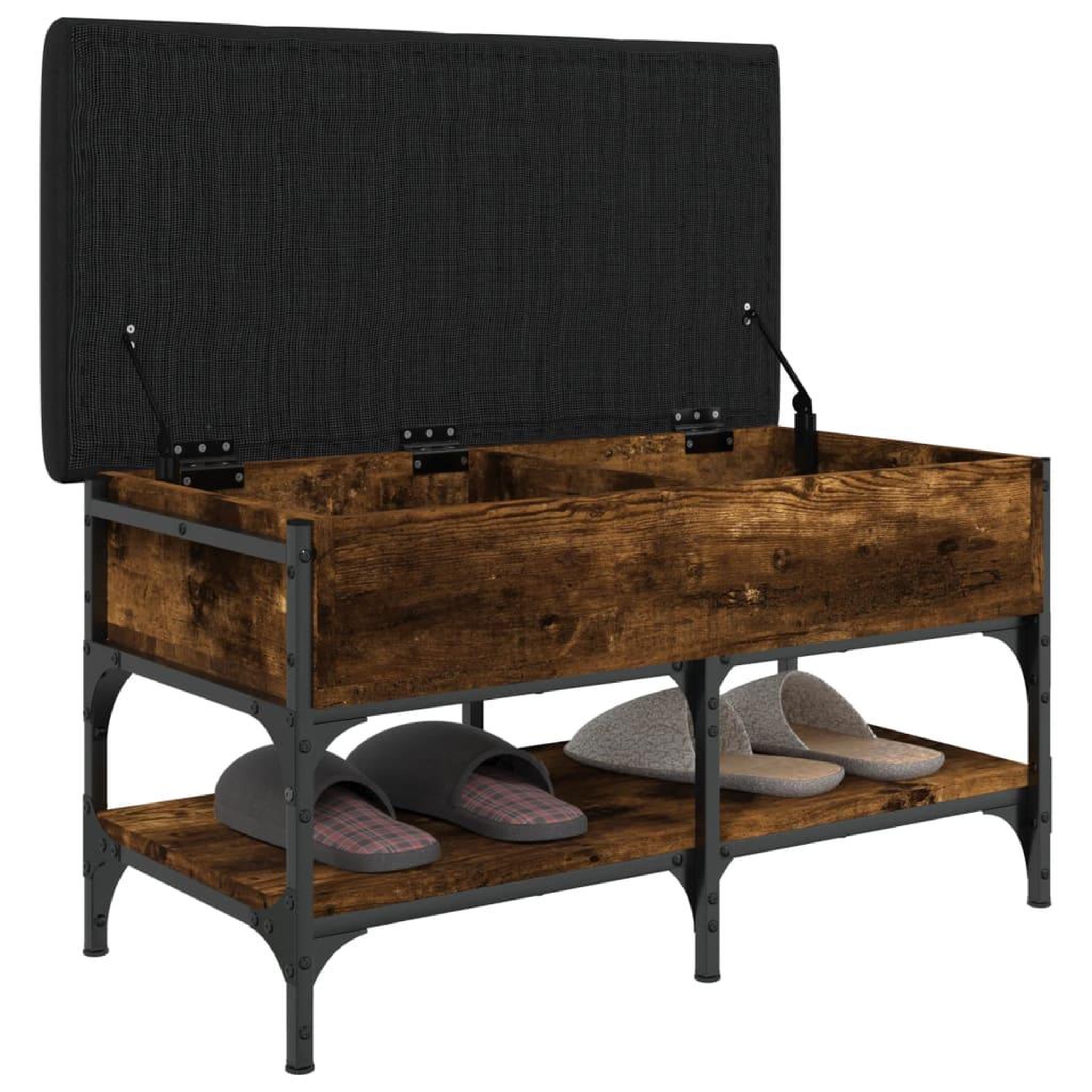 Voir la diapositive 4 : VIDAXL Banc a chaussures chene fume 82x42x45 cm bois d'ingenierie