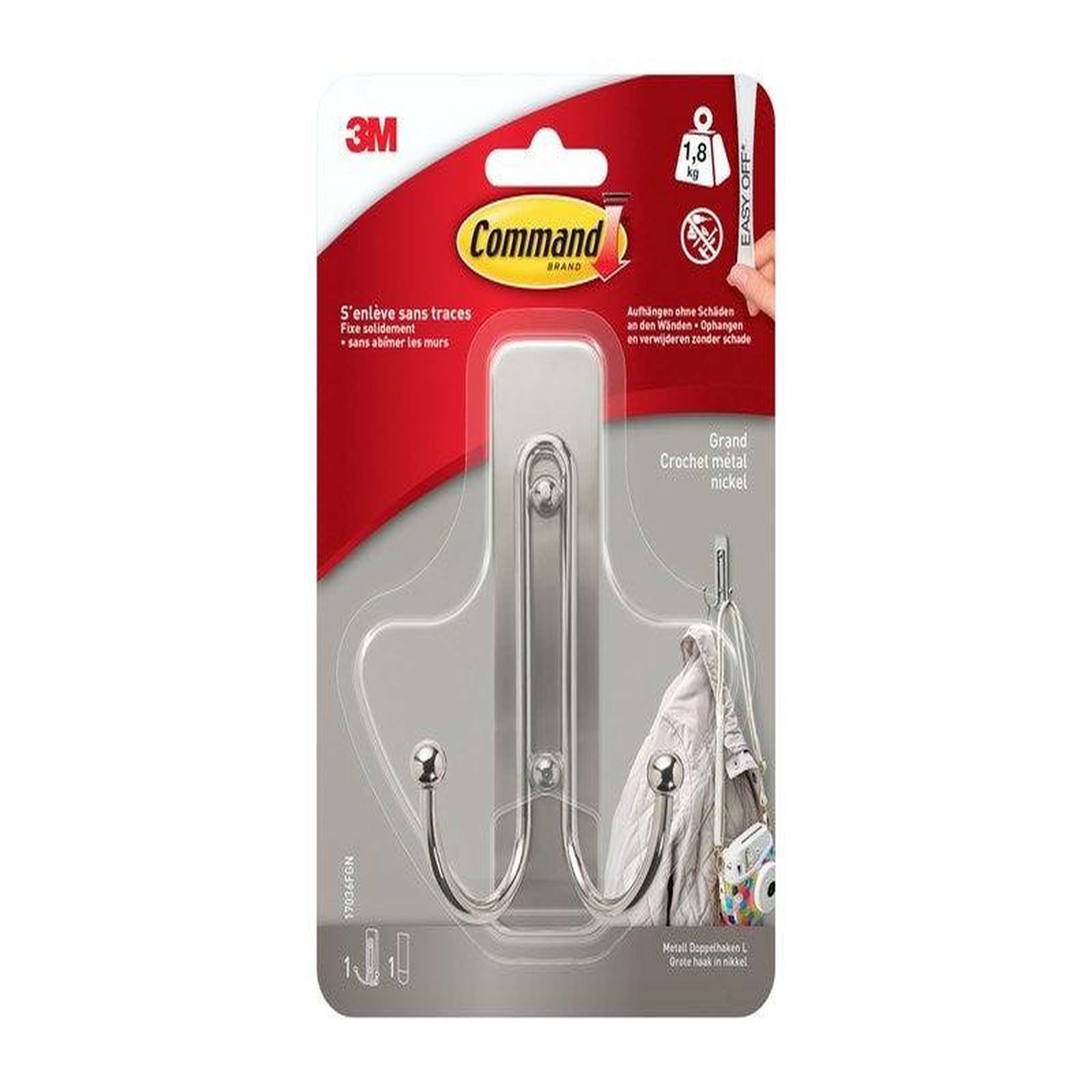 CENTRALE BRICO Crochet métal nickel Commande double grand modèle 1,8 kg