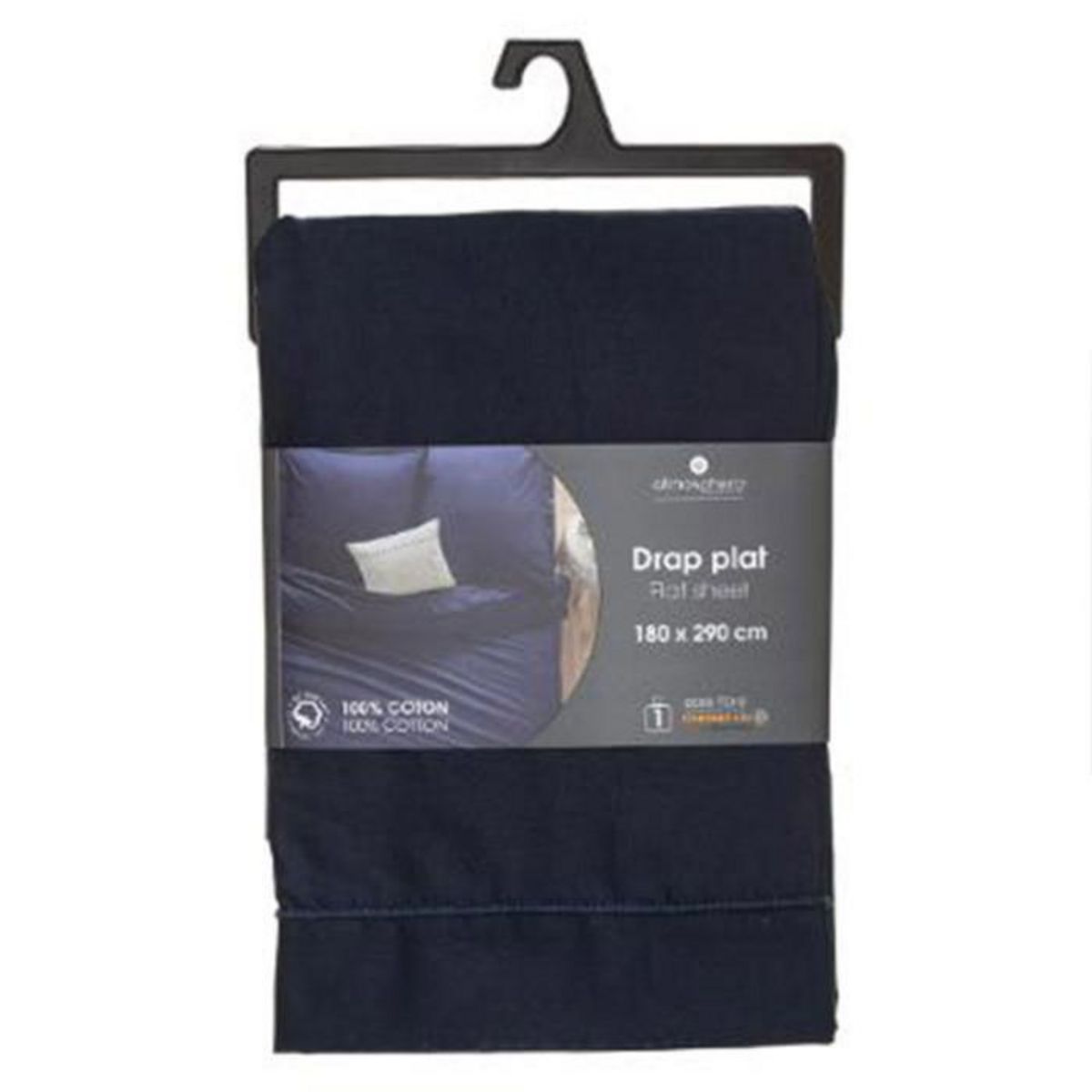 ATMOSPHERA Drap Plat  Intérieur  180x290cm Encre