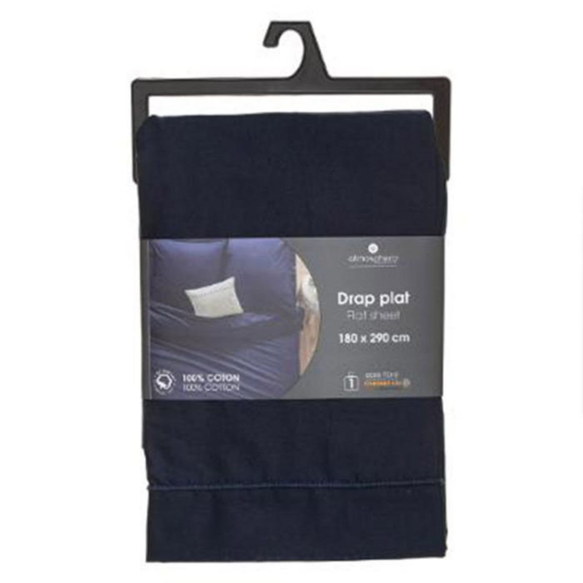 ATMOSPHERA Drap Plat  Intérieur  180x290cm Encre