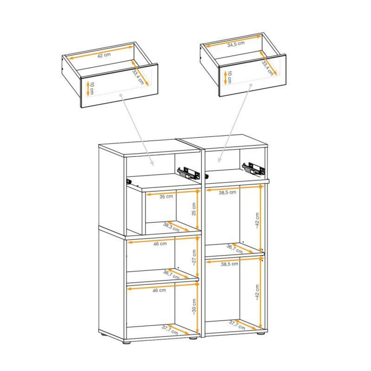Paris Prix Buffet Design LED  Cross  110cm Blanc