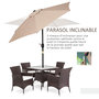 Voir la diapositive 4 : OUTSUNNY Parasol hexagonal inclinable dim. Ø 2,3 x 2,16H m métal polyester haute densité beige
