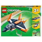 LEGO Creator 31126 - L&rsquo;Avion Supersonique, Jouet 3 en 1 Hélicoptère Bateau Avion