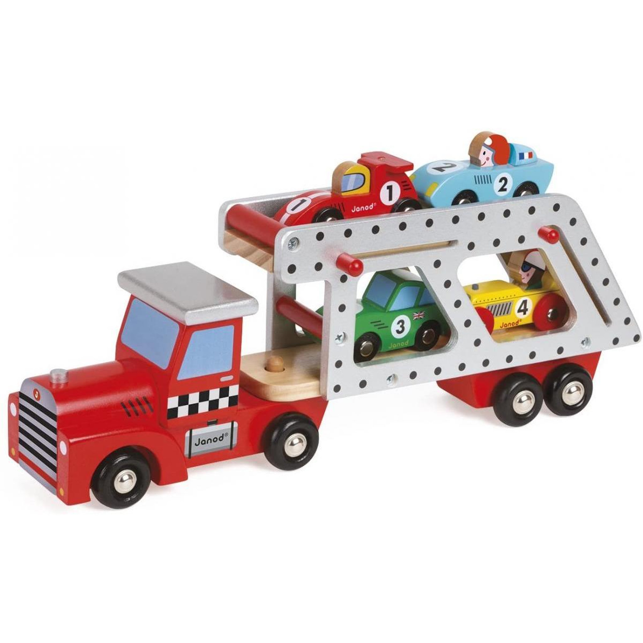 Voir la diapositive 1 : Juratoys-Janod Camion transporteur 4 voitures