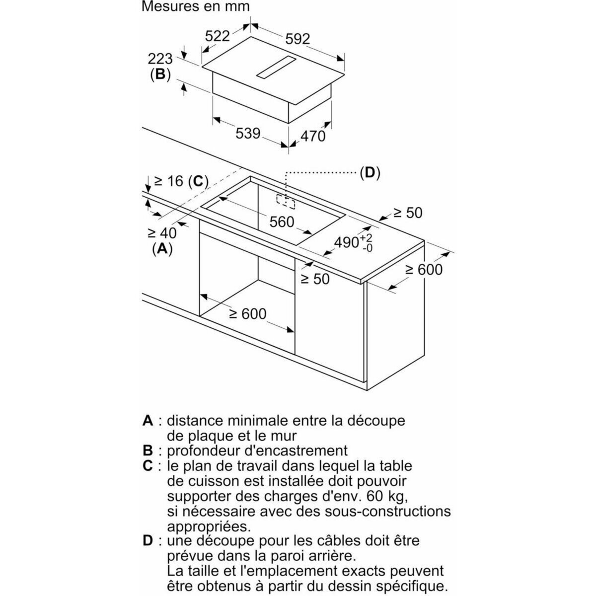 BOSCH Plaque induction aspirante PVS63SB16F, SERINITY, CombiZone
