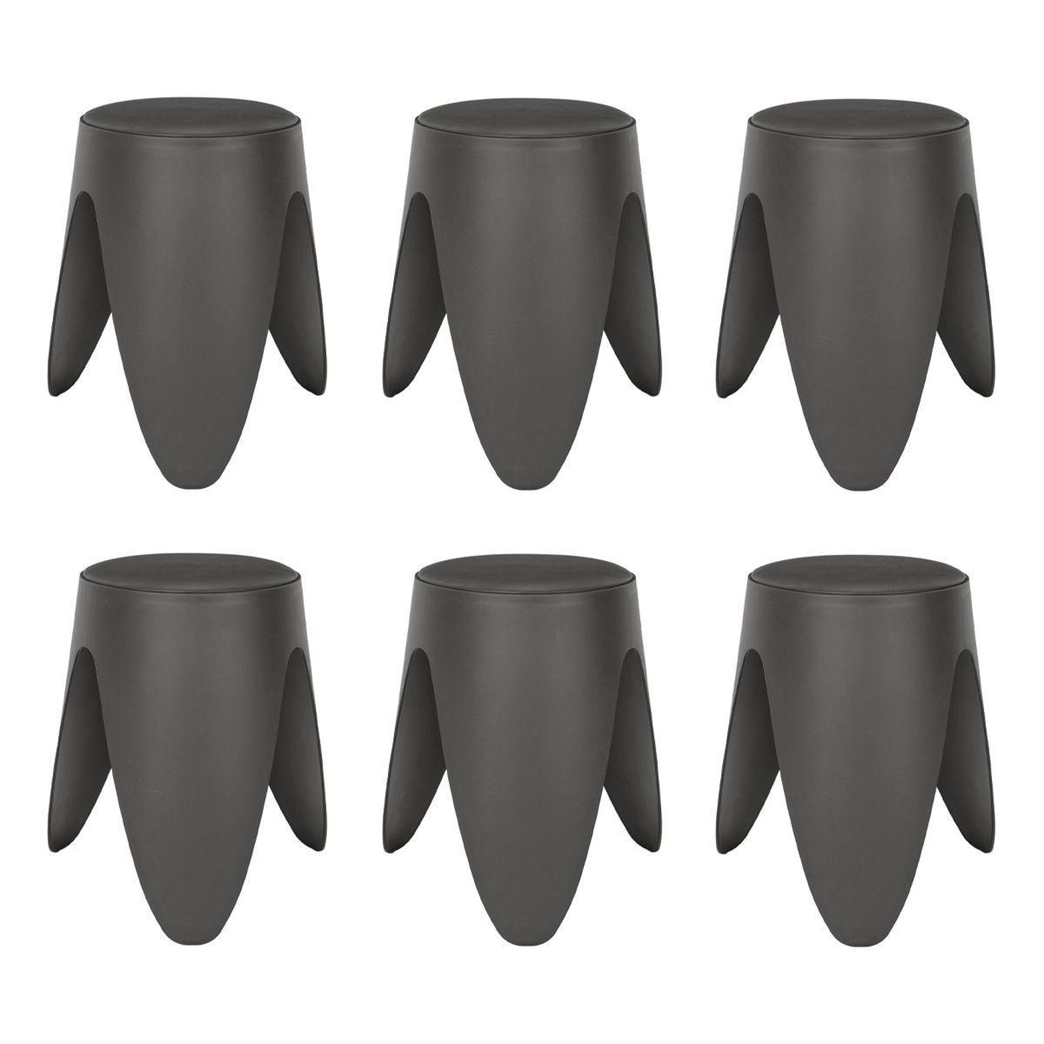 The Home Deco Factory Lot de 6 tabourets empilables  eve  46cm gris