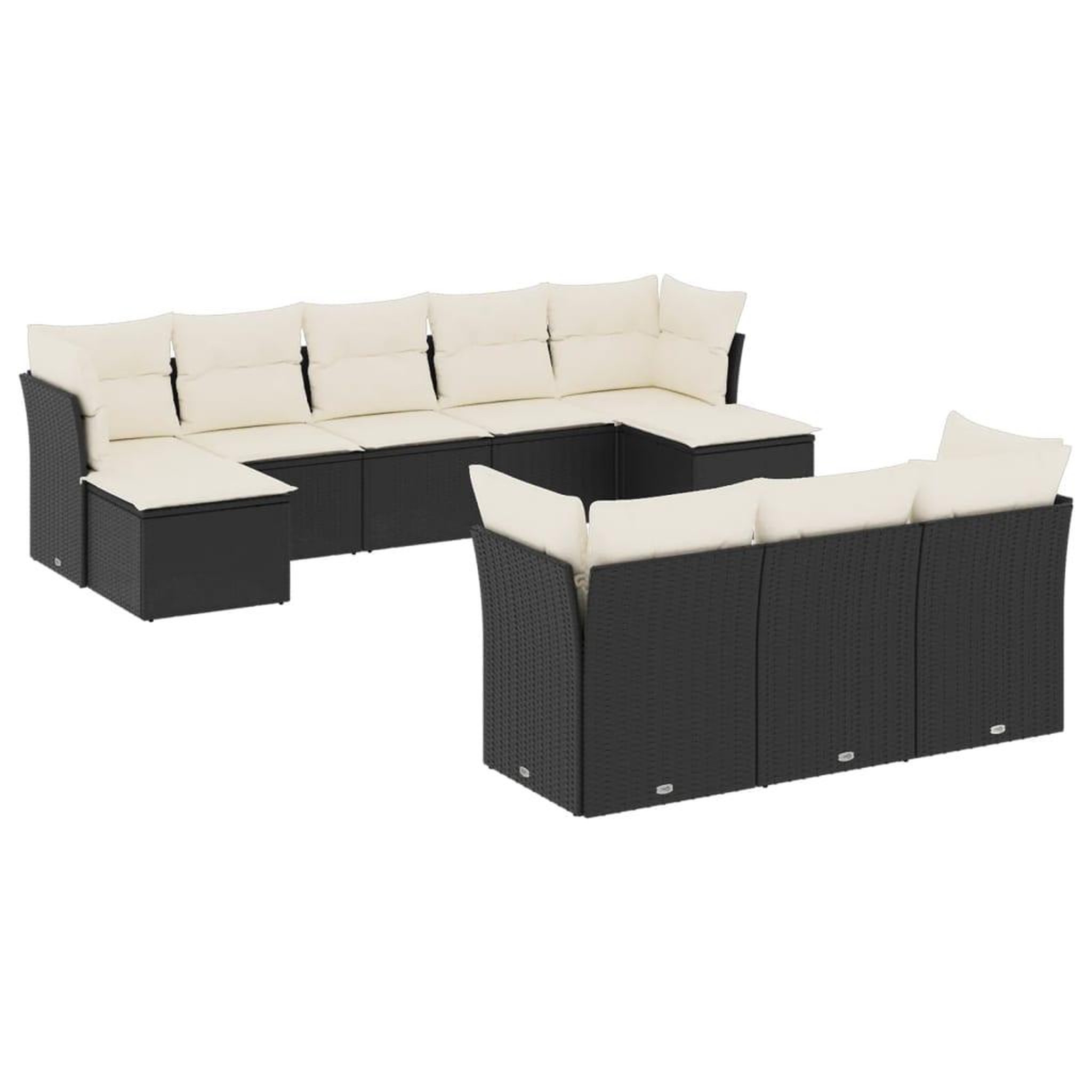 Voir la diapositive 2 : VIDAXL Salon de jardin 10 pcs avec coussins noir resine tressee