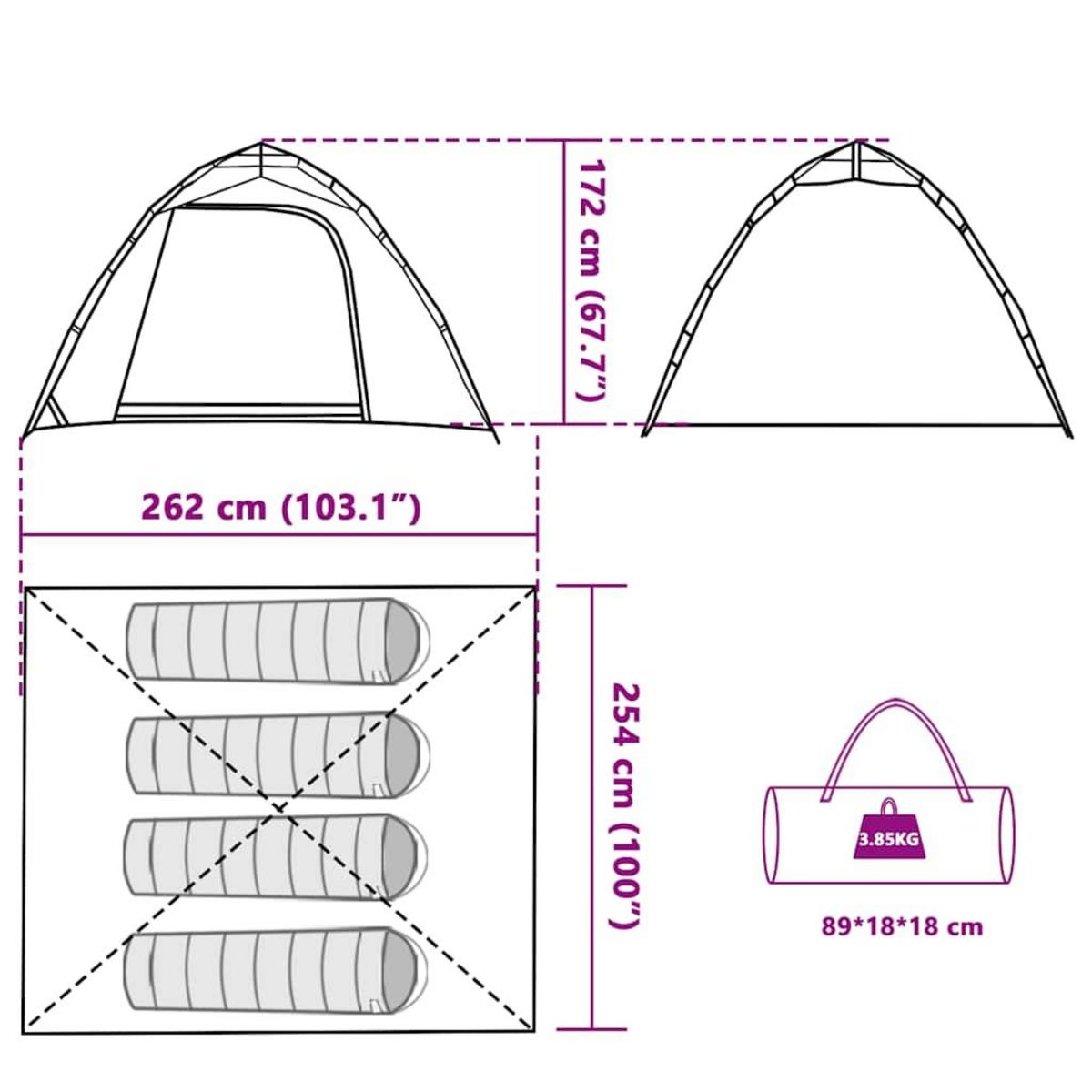 VIDAXL Tente de peche 4 personnes marron liberation rapide