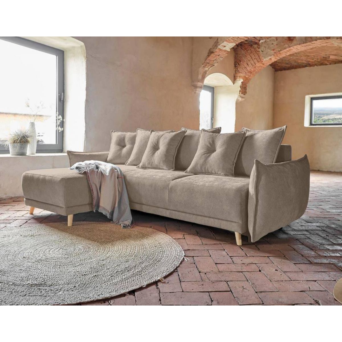 BEST MOBILIER Lena - canapé d'angle réversible convertible - 4 places - style scandinave