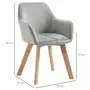 HOMCOM Chaises de visiteur design scandinave - lot de 2 chaises - pieds bois hévéa - assise dossier accoudoirs velours gris
