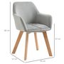 Voir la diapositive 3 : HOMCOM Chaises de visiteur design scandinave - lot de 2 chaises - pieds bois hévéa - assise dossier accoudoirs velours gris