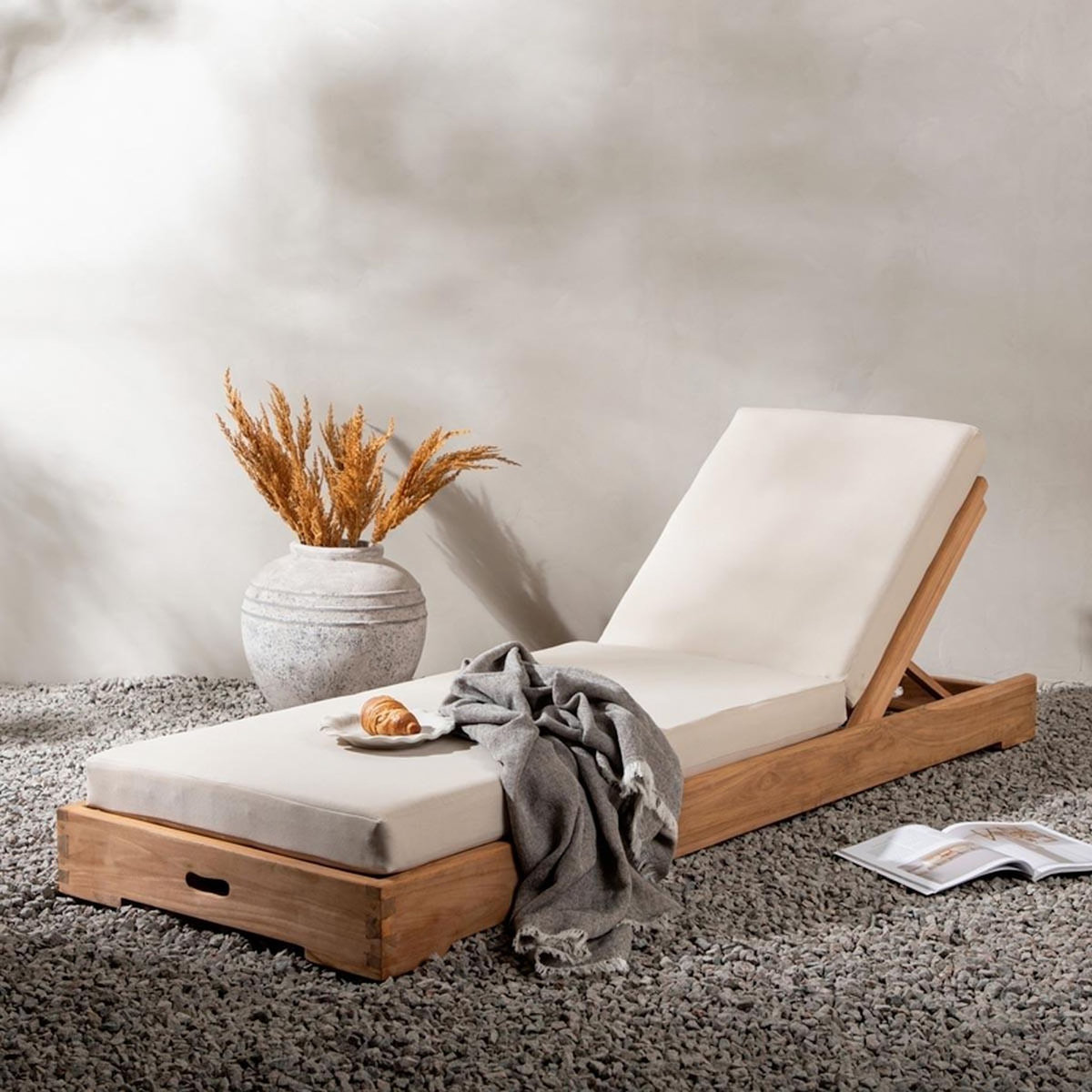 Paris Prix Bain de Soleil en Teck  Kenya  200cm Naturel & Beige