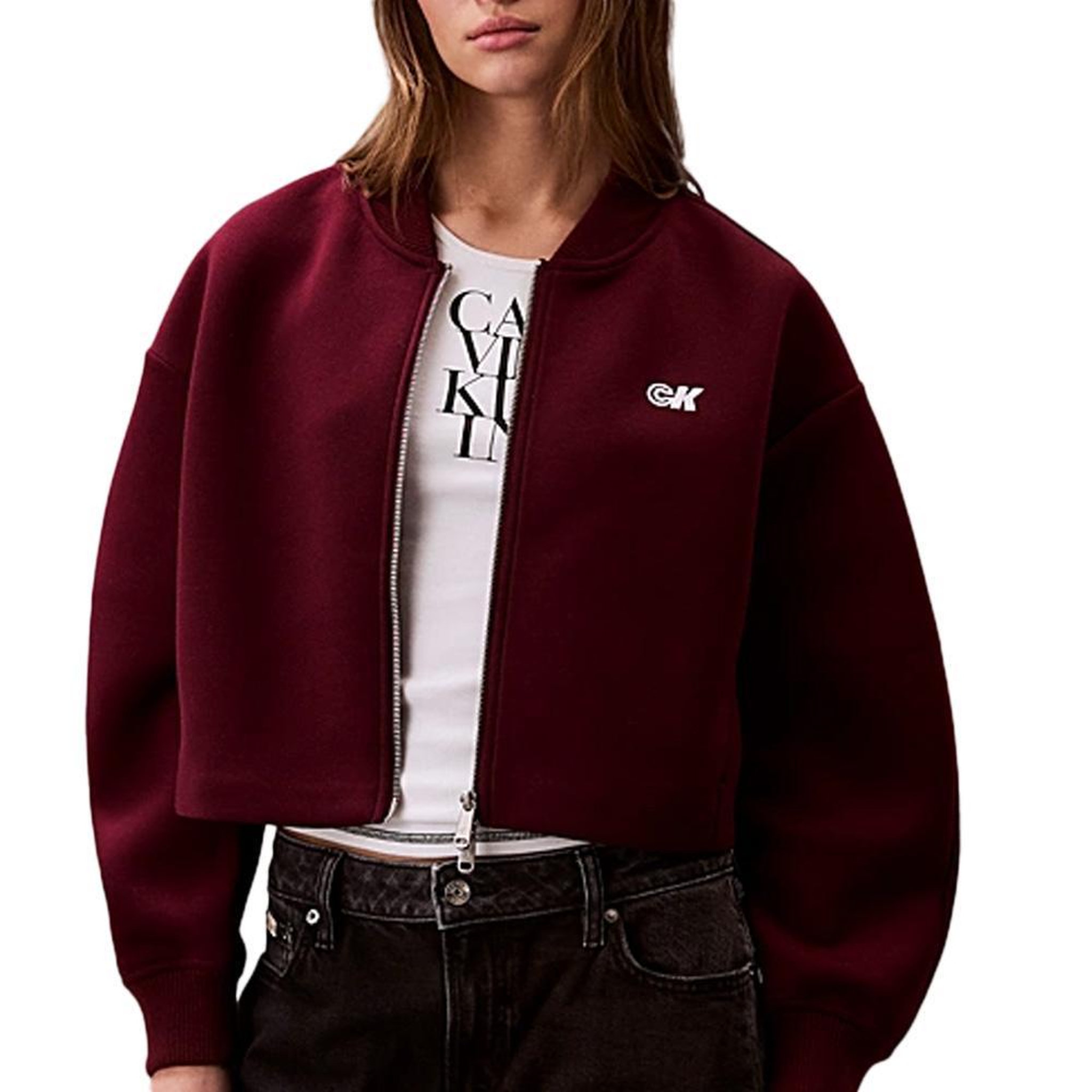 CALVIN KLEIN JEANS Blouson Aviateur Rouge Femme Calvin Klein Jeans Scuba. Coloris disponibles : Rouge