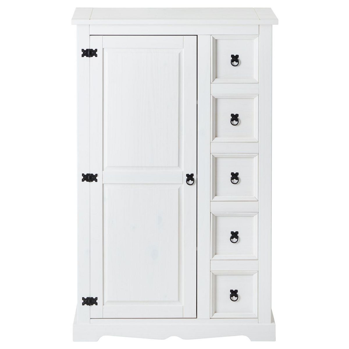 IDIMEX Buffet apothicaire en pin TEQUILA style mexicain, 1 portes et 5 tiroirs