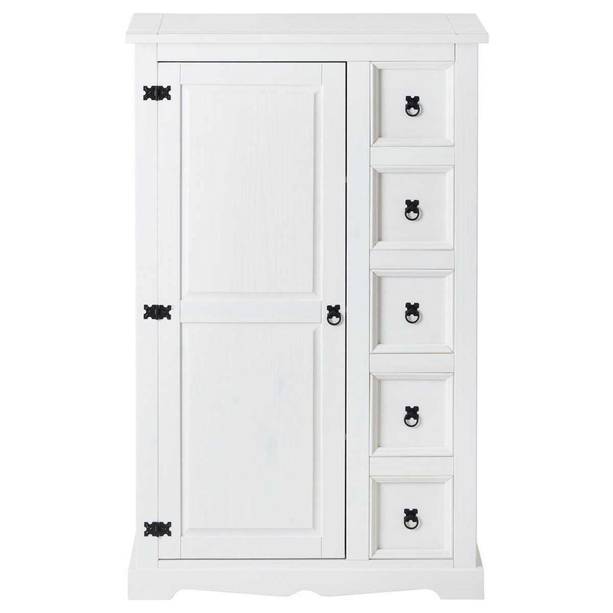 IDIMEX Buffet apothicaire en pin TEQUILA style mexicain, 1 portes et 5 tiroirs