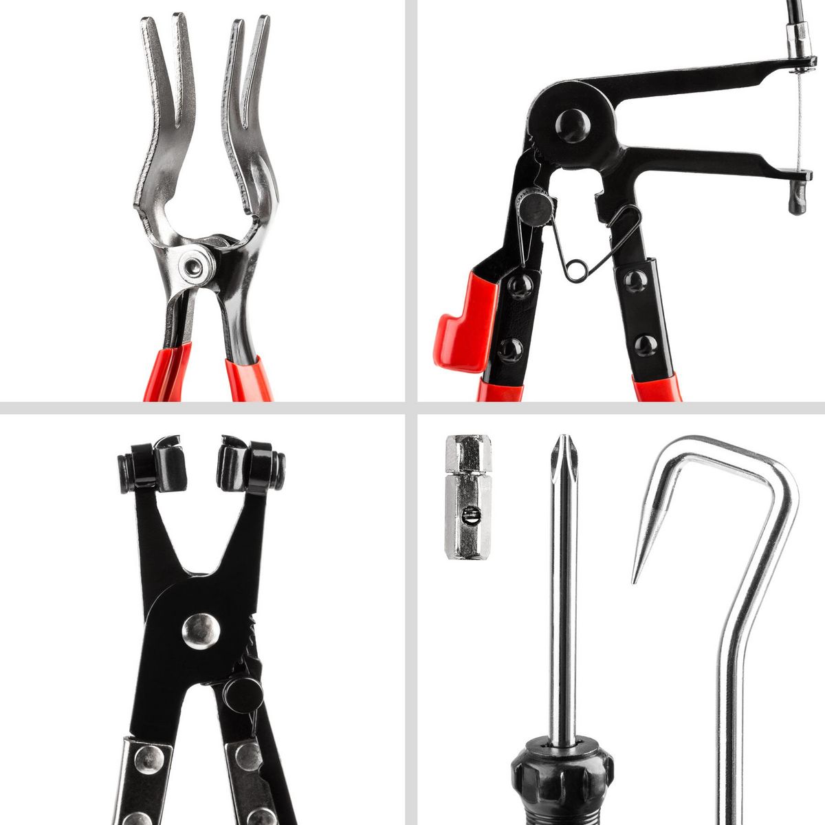 tectake Jeu d'outils pour pinces à colliers de serrage 9 pièces noir/rouge