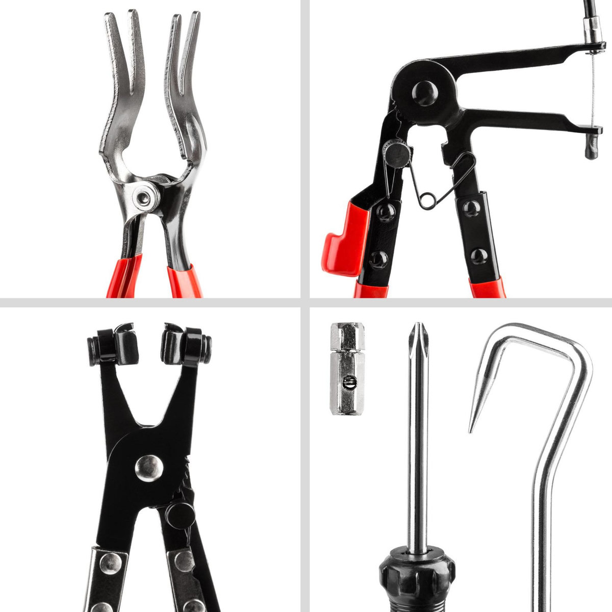 tectake Jeu d'outils pour pinces à colliers de serrage 9 pièces noir/rouge